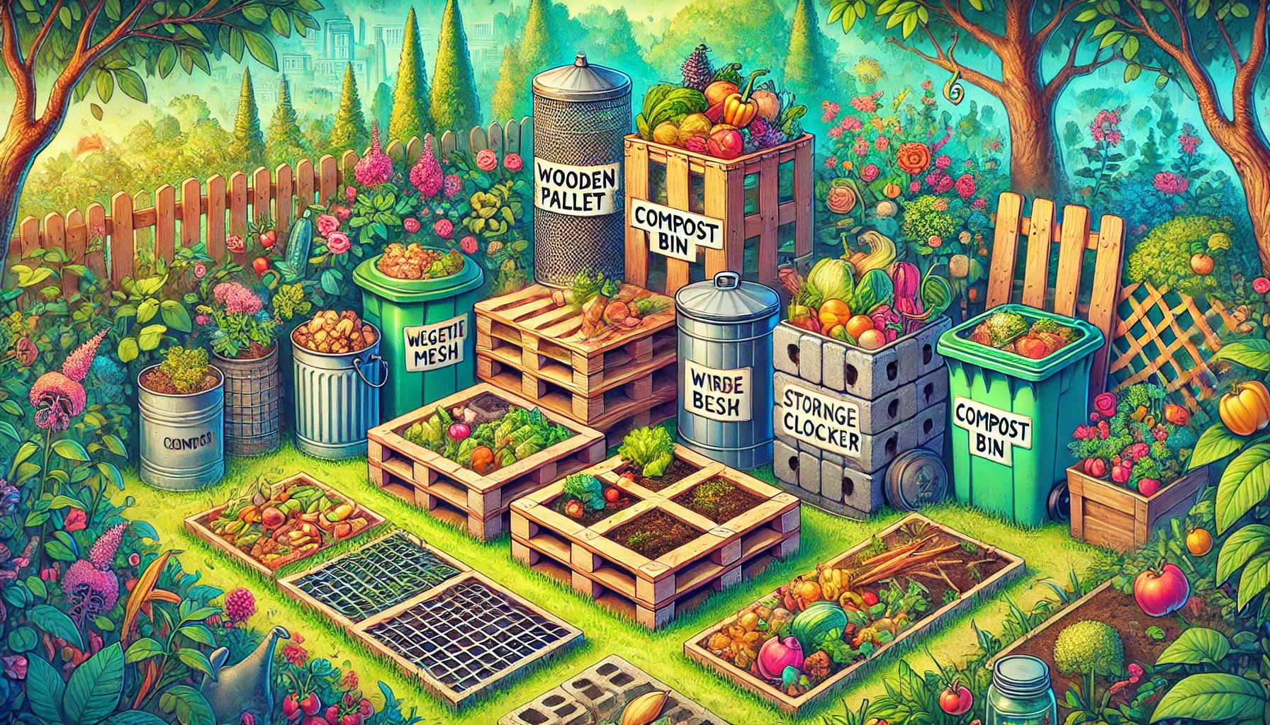 different types of compost bins for fertilization and growing, urban gardening