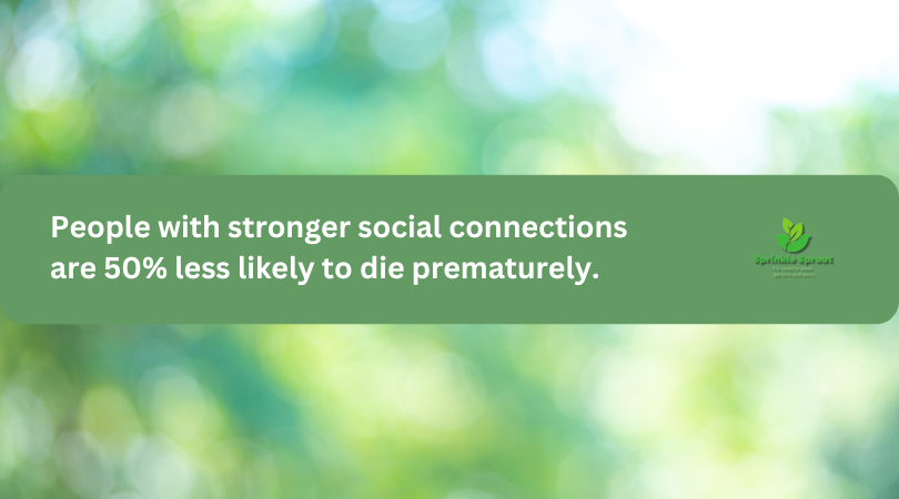 people with strong social connections are 50% less likely to die prematurely